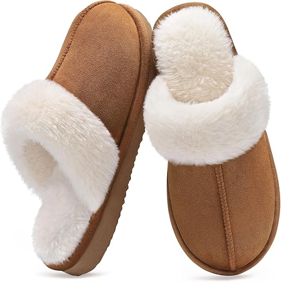Women's Fuzzy Memory Foam Slippers Fluffy Winter House Shoes Indoor and Outdoor